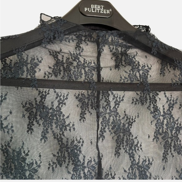 FREE PEOPLE Lady Lux Layering Top Black Long Sleeve Medium Lace Elegant Sheer - Picture 4 of 6